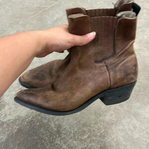 Classic Brown Leather Ankle Booties - Western Chelsea Style